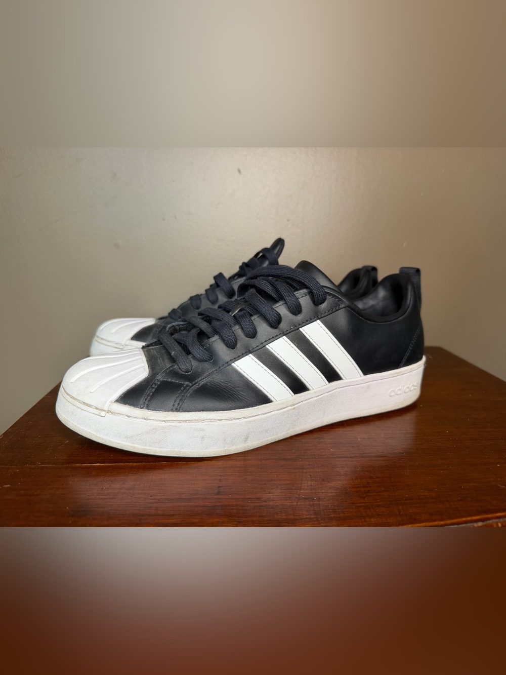 ADIDAS Black & White Classic Shell-Toe Sneakers